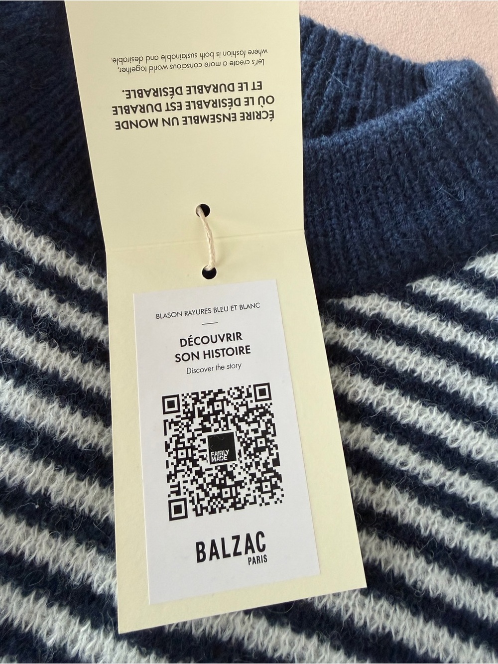 A1-22 Balzac Paris Sweater Vest Size M PULL BLASON RAYURES BLEU ET BLANC - Picture 8 of 10